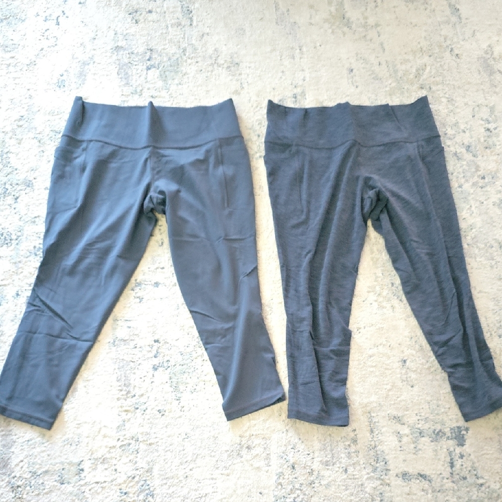 Athleta Womens Salutation Stash Grey And Charcoal Leggings